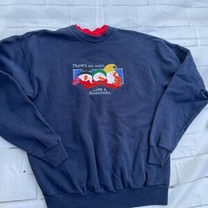 Vintage Navy Blue Snowman Sweater